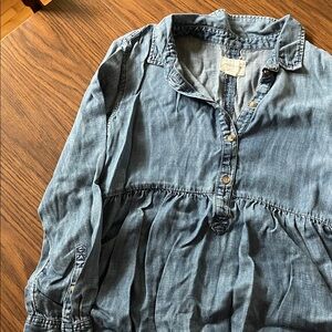American Eagle Peplum Light Blue Denim Top